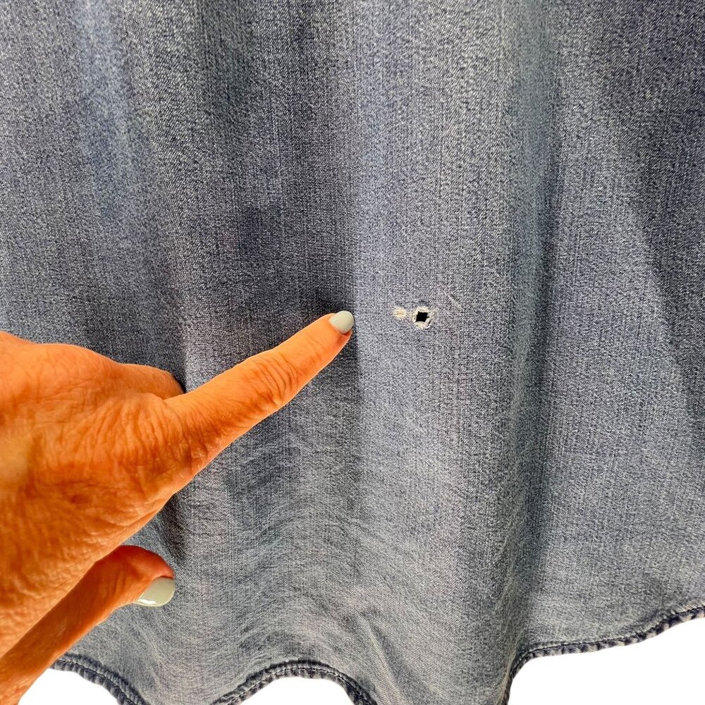 J Jill Womens Denim Tunic Top PM Chambray Long Sleeve Casual Shirt Pockets - Picture 5 of 15
